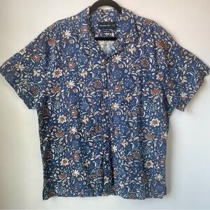 Abercrombie and Fitch Men’s Blue Floral Linen Blend Casual Shirt Size XXL NWOT